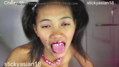 Stickyasian18 cherry says "fuck me"