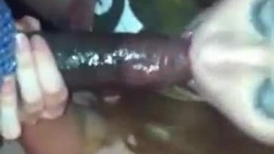 Young teen slut breaks up with her white boyfriend on the phone while suckin bbc