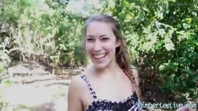 Busty babe kimber lee flashes and gives bj in public park!