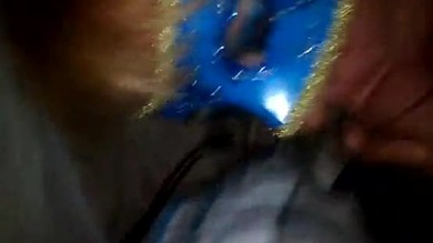Sexy blue mask blowjob