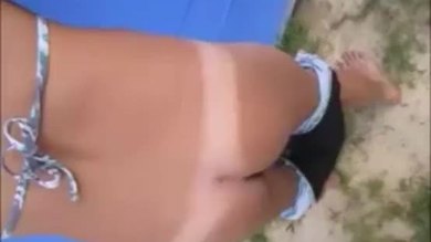 Hot sissy ass fucks herself outside next to pool